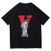 Vlone Men's T-shirts Original Design Logo Summer Cartoon Collarless Short Sleeve Letter Loose Cresatile Tops T-shirts Black White 119