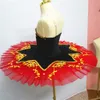 Vêtements de danse jupes de Ballet professionnelles Tutu jupe pour enfants noir et rouge Costumes de danse du ventre robe de broderie or 230407