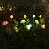Gräsmattor Solar Led Lotus Lily Flower Lamp LED Solar Light For Garden Decoration Waterproof Outdoor Landscape Lawn Lamp för uteplatsen P230406
