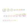 Faux Ongles 24Pcs Designs Toe Brillant Court Carré Faux Ongles Couverture Complète Sur Pour Femmes Filles