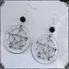 Boucles d'oreilles pendantes Vintage gothique pendentif étoile à cinq branches mode femme anneau en forme de bijoux de sorcellerie païen