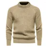 Men's Sweaters 2023 Winter Knitted Sweater Solid Jacquard Casual Warmth Pullover High Quality Thick Round Neck