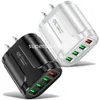 45 W 4USB Porty Szybka szybka ładunek UE US AC Home Wall Wall Ładowarki Adaptera dla iPhone'a 15 14 11 12 13 Samsung HTC S1