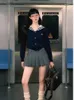 Женский трикотаж в консервативном стиле, женские вязаные кардиганы, свитер, свободный японский милый однобортный джемпер с матросским воротником Kawaii, осень 2023 г.