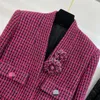 1028 XL 2023 Milan Runway Coat Autumn Brand SAme Style Coat V Neck Pink High Quality Long Sleeve Womens clothes Fashion E815