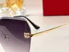 Designer Eyeglasses locs sunglasses Hexagonal Gradient lenses Leopard head metal engraved decoration Rimless design Polished metal temples