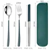 Servis uppsättningar Ultimate rostfritt stål Portable Cotestar Set: The Perfect Fork Spoon Chopsticks Set for On-The Go Dining Experience