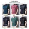 Men s t skjortor Browon Business Polo Summer Casual Loose Breattable Anti Wrinkle Short Sleeved Plaid Tops 230407