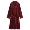 Nightgown Fall/Winter women's pajamas thickened and lengthened bathrobe Flannel women's bathrobe