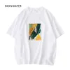 Koszulka damska Moinwater Dark Green Art Print T-shirt damski Cool Street White Khaki Cotton T-shirt Summer Women's Top MT2 230407