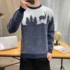 メンズセータークリスマスセーターメン編み鹿のセーターメンズセーター韓国の服スリムトップメンズセーター冬のプルオーバーメン231107