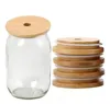 70mm 88mm Bamboe Cup Deksel Herbruikbare Houten Mason Jar Deksel met Stro Gat en Siliconen Seal Bowl Cover