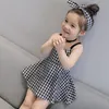 Set di abbigliamento Pat Girl Bambina da principessa Abito con cinturino scozzese per bambini Abiti senza maniche per neonati Abiti Archi per capelli luminosi