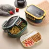 Bento Boxes Portable sealed lunch box with 2-layer mesh children's bento box with fork spoon leak proof microwave and odor proof school 230407