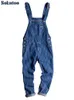 Men's Jeans Sokotoo stripe printed blue denim bib overalls Suspenders jumpsuits Coveralls Youth jeans 230407