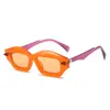 Солнцезащитные очки YOOSKE Polygon Cat Eye, женские уникальные заклепки, дизайнерские очки, оттенки UV400, модные мужские градиентные солнцезащитные очки в стиле ретро