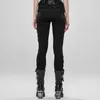 女性用パンツカプリスパンクスプリットホロウアウトズボンブラックファッションロックレギンスレディーススリムな特徴的な足パンツ1