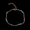 Wholesale-1pcs Unique Nturquoise Beads Silver Chain Anklet Souvenir Ankle Bracelet Foot Jewelry Fast New Hot Fashion