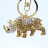 Keychains 2023 Spring Rhino-shaped Key Ring Personality Rhinestone Paint Keychain Backpack Handbag Charm Memorial Gift