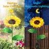 Lawn Lamps Solar Sunflowers Outside Garden Lawn Light IP65 Waterproof Solar Flowers Pathway Light for Patio Yard Wedding Holiday Decoration P230406