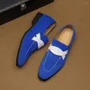 Scarpe eleganti Moda uomo Oxford in pelle scamosciata blu in pelle verniciata formale maschile matrimonio ballo ballo ritorno a casa appartamenti Sapato Social Masculino