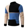 Herrtröjor Autumn Winter Fashion Y2k Mock Neck Sweater Men Patchwork Casual Knit Pullovers Varma manliga högkvalitativa stickkläder Slim Sitted