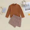 Set di abbigliamento Gonna per neonata per bambina Camicia a maniche lunghe con volant Top Mini Set 2 pezzi Piccoli vestiti Autunno Inverno