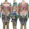 Floral Print Shirt Dress Femmes Casual Revers Cou À Manches Longues Courtes Mini Robes Clubwear Navire Libre