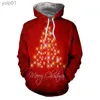 Moletons masculinos Moletons Papai Noel Hoodies para homens 3D impresso Natal boneco de neve gráficos roupas femininas tendência personalidade moletom com capuz infantilL231107