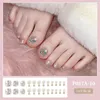 False Nails Summer Short Toe 24st Wearable Fake Foot With Diamond Decor Designs Full Cover Press på fyrkantiga tånaglar Tips