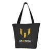 Bolsas de compras Bolsa de fútbol Messis reutilizable Mujeres Hombro Lienzo Tote Lavable Comestibles Shopper