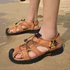 Qualitätsleder Männer Sandalen echte klassische komfortable Sommerschuhe Komfort Strand hartem Fuß Kleidung Wanderung 123