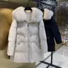 Ner 2023 ny vinterdesignkänsla förtjockad mitten av jiaxande pinghu ner jacka avancerade kvinnorkläder