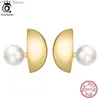 Orecchini ORSA JEWELS semplici orecchini di perle d'acqua dolce coltivate in oro 14 carati per le donne gioielli in argento sterling 925 con perle per orecchini a bottone GPE48 YQ231107