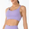 Lululemenly Women Sports Bra Tops Cew Neck Fintness Ribber Tank Vest Skinfryfurly Workout Breatble CrisscrossクイックドライトップメスDS1483