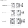 Stud KNOBSPIN D VVS1 Emerald Cut Moissanite Earring s925 Sterling Sliver Plated with 18k White Gold Earrings for Women Fine Jewelry YQ231107