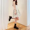 Casual klänningar 2023 Kvinnor Square Neck Sleeveless Print Princess Poached Dress Spring/Summer