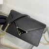Saffiano leather shoulder bag chain handle handbag for women Zipper closure Metal hardware lady Cross body Messenger bags