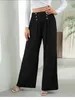 Women's Pants Womens High Waist Wide Leg Maxi Long Solid Color Office Lady Elegant Loose Sweatpants Pleated Palazzo Lounge Trousers 2XL