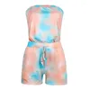 Ensembles de course Femmes Deux Pièces Sportwear Tie Dye Hauts Sans Manche Et Cordon Pantalon Court Ensemble Survêtements Femme Vêtements Costume SetRunning