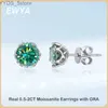スタッドEWYA REAL 0.5-2CT DカラーMoissanite Stud earrings for Women Girls S925 Silver Green Black Diamond Ear Studs Fine Jewelry YQ231107