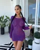 Casual Dresses Summer Beach Evening Sexy Party Women Fashion Long Sleeve Hollow Out Slit Side Backless Bodycon Midi Dress