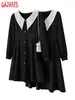 Robes décontractées Black Chic Doll Collier élégant et jolie robe pour femme automne hiver manches longues en vrac 2023 coréen vintage Hepburn