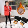 Calças infantis de inverno com listras grossas de veludo, forro de lã polar, algodão, leggings para crianças, manter o calor extra, calças para meninas