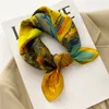 Scarves 100% Natural Silk Scarf Women Design Print Foulard Neck Hairband Female Small Square Spring Kerchief Tie 230407