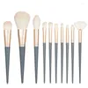 Makeup Brushes 10st Blue Soft Fluffy Set för Cosmetics Foundation Blush Powder Eyeshadow Kabuki Blending Beauty Tool