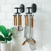 Kitchen Storage Home Sink Shelf Rotating Rack 8 Hooks Bathroom Wall Hook Self Adhesive Pantry Organizer