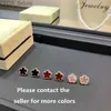 Stud 2023 Ny lyxplätering 18K Gold Ear Studs S925 Silver Red Agate Flower Earrings Clip Women Trendy Earring Smyckespresent YQ231107