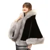 Women's Fur Women Hooded Capes Cloak Winter Thicken Warm Hoodie Shawl White Red Black Wedding Dress Bride Cape Ponchos With Hat R112