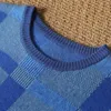 Men's Sweaters Pure Wool Sweater For Autumn And Winter Round Neck Contrasting Color Youth Thick Plaid Loose